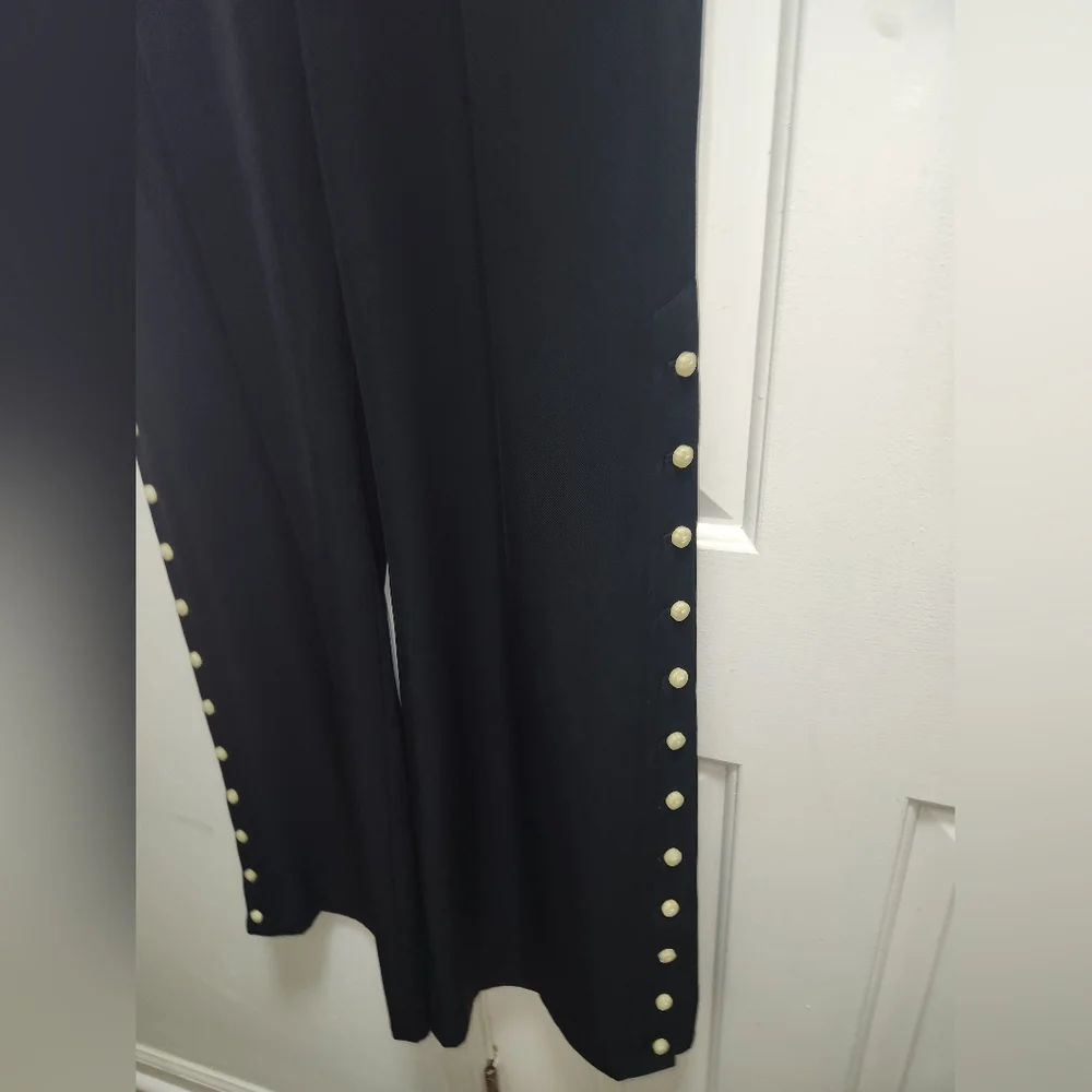 Anthropologie LEIFSDOTTIR Black Wide-Leg Pants with Button Detail SIZE 12 - Picture 4 of 9